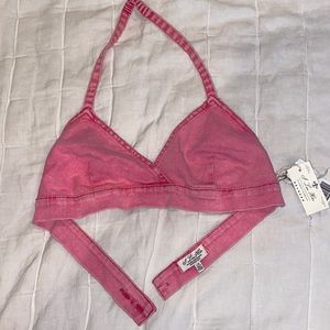 Pink Denim Crop Top